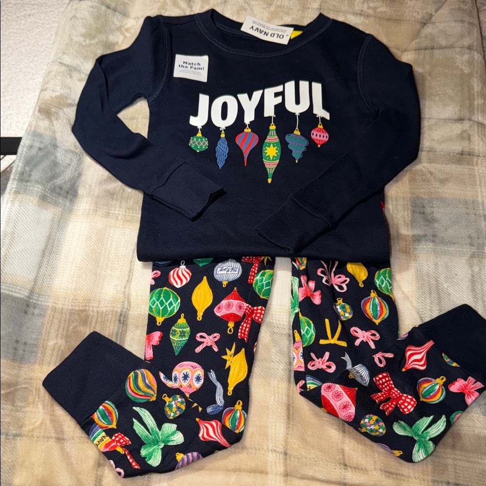 Old Navy Festive Kids Pajama Set - Navy and Multicolor